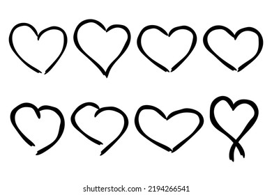 Un conjunto de corazones dibujados por la mano negra. Bien por los proyectos.