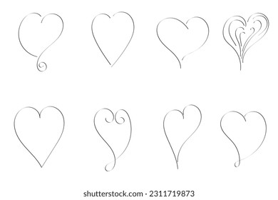 A set of black hand drawn hearts. Good for projects.