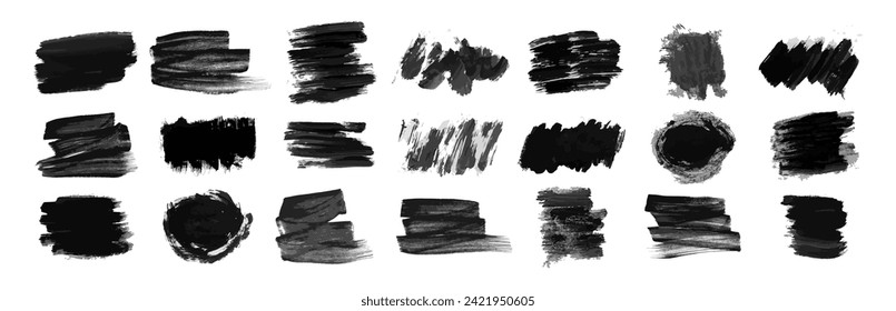 Set of black hand drawn ink stains. Ink spots isolated on white background. Vector illustration