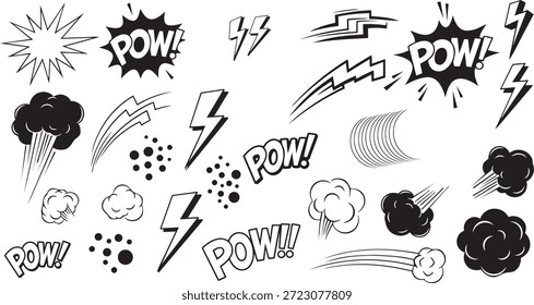 set of black hand drawn marker scribbles brush strokes and geometric sketch elements