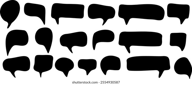 Set of black hand drawn speech bubbles