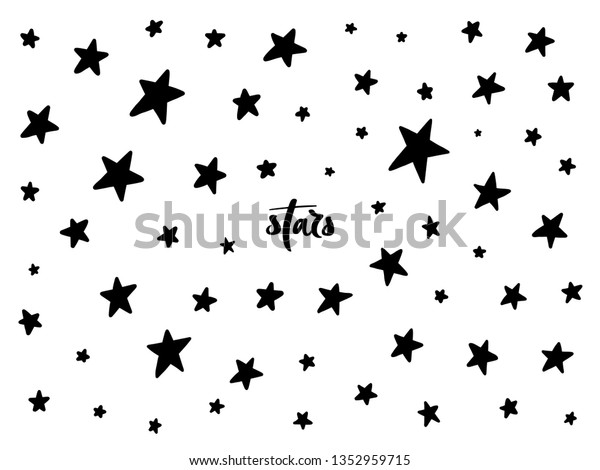 Set Black Hand Drawn Vector Stars Stock Vector Royalty Free 1352959715