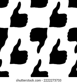 Set of black hand gestures on white background. Palm silhouette, thumb up and thumb down symbol. Creative abstraction with gestures.