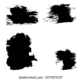 Set of black hand painted grunge textures.