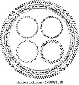 Conjunto de marcos de círculo dibujados a mano en negro