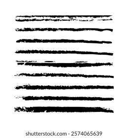Set of black hand-drawn strokes. Brush drawing isolated vector