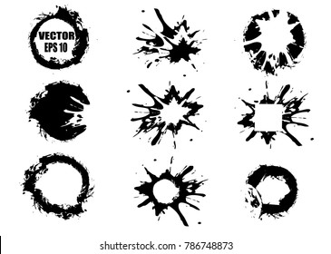 
Set of black hand-painted blots, on white background and ink splatter. Vector and abstract elements for design in grunge style.
