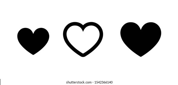 Set of black heart icons