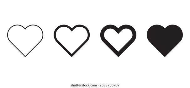 Set of black heart icons vector illustration