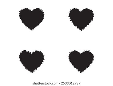 Set of Black Heart Silhouettes Collection