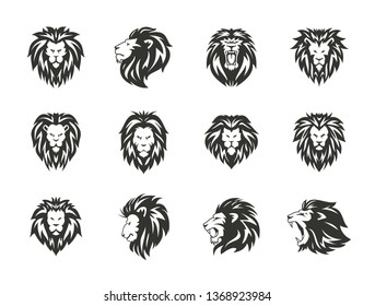 Set Black Heraldic Lion Symbols On Stock Vector (Royalty Free ...