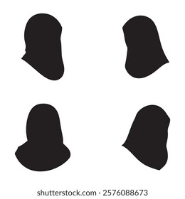 Set of black hijabs silhouette vector illustration icon type design