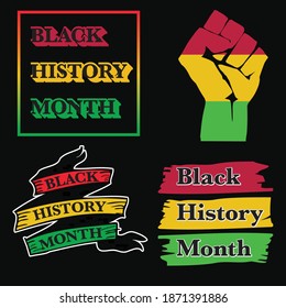 Set of Black History Month Icons. Vector Icons. Red, Yellow, Green and black colors. 