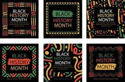 Set Of Black History Month Posts Cards For Social Media Or Prints African American History Celebration Vector Illustration
