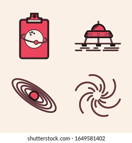 Set Black hole, Planet, Mars rover and Planet icon. Vector