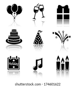 Set black holiday icons on a white background 