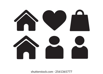 set of black home icons illustrated 3