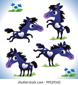 Set of black horses