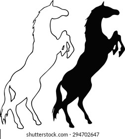 Set of black horses contours. Free logo.