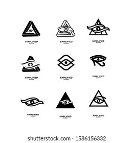 set of black Horus one eye logo icon design vector illustration