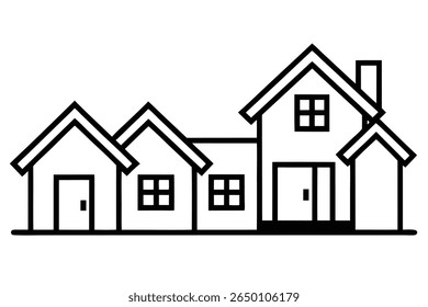 Set of Black House Icons Simple Home and Building Symbols