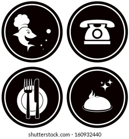 set black icon for fish restaurant menu 