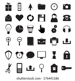 Set of black icons