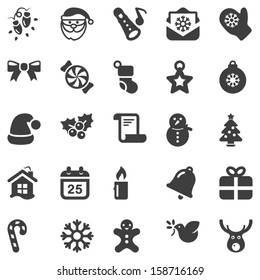 set of black icons for christmas, isolated