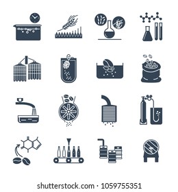 set of black icons drinks and beverages industry