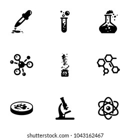 Set of black icons isolated on white background, on theme Chemistry