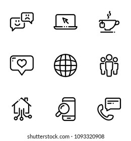 Set of black icons isolated on white background, on theme Internet communication