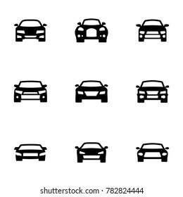 Set of black icons isolated on white background, on theme Car