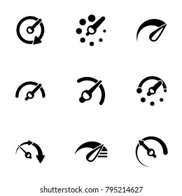 Set of black icons isolated on white background, on theme Speedometer