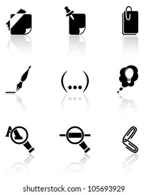 Set of black icons on white background, illustration