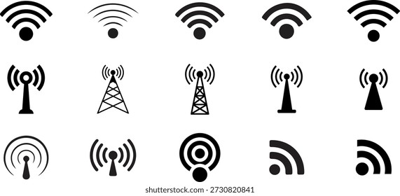 A set of black icons representing different wifi and cellular network signal strengths.