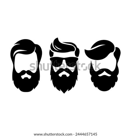 Set of black icons of stylish men. Barbershop. Style. Beauty, hairdresser.