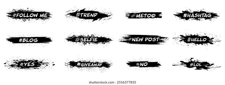 Set of black ink banner for social media