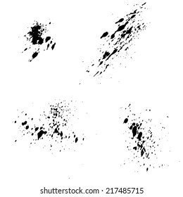Set of black ink blots splash for grunge