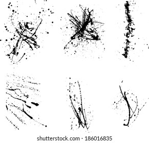 Set of black ink blots splashes. eps10