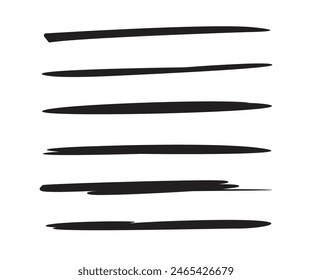 set of black ink brush lines elements vector illustration