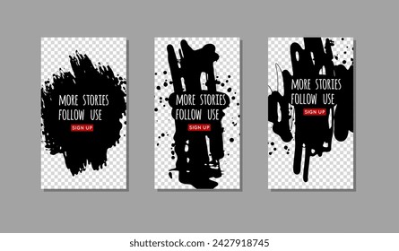 Conjunto de pincelada de tinta negra sobre fondo blanco. Estilo japonés. Ilustración vectorial de manchas de grunge