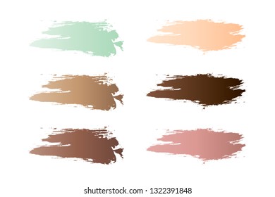 Set of black ink brush strokes shapes for decor of banners, frames, inscriptions, logos in grunge design. Set of black paint, lines. Dirty artistic design elements.