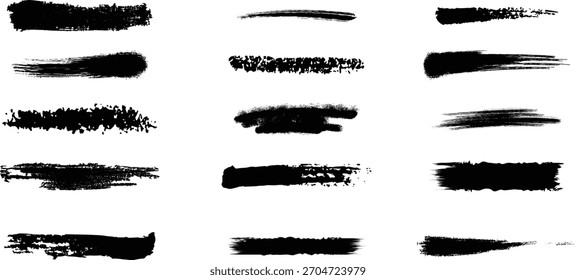 Conjunto de pinceladas de tinta negra 