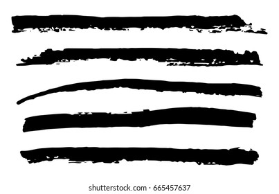 Set of black ink brushes vector illustration