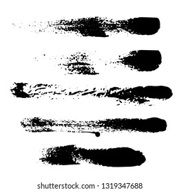Set of black ink hand drawn brushes collection isolated on white background for your design. Dirty artistic brush strokes element. Black labels, background, paint texture. Vector