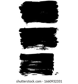 Conjunto de brochas horizontales dibujadas a mano con tinta negra. Abstracto de líneas de gruñido aisladas, o rayas. Ilustración vectorial.	