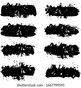 Ensemble de pinceaux horizontaux à l'encre noire dessinés à la main. Abstrait les lignes grunge isolées ou les bandes. Illustration vectorielle.	