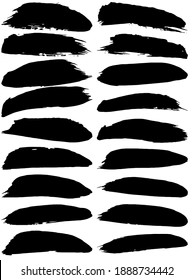 Set Of Black Ink Horizontal Hand Drawn Brushes. Abstract Isolated Grunge Lines, Or Stripes. Vector Illustration.	
