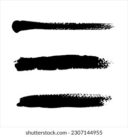 Set of black ink paint texture background.brush stroke design 