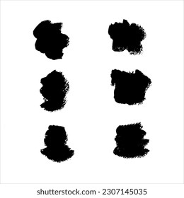 Set of black ink paint texture background.brush stroke design 